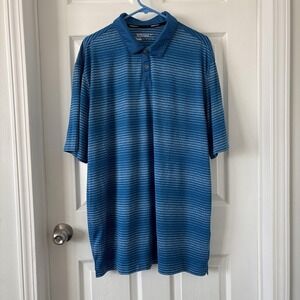 Nike Golf Polo Shirt Mens 2XL Blue Striped Dri-FIT Tour Performance 678438-418